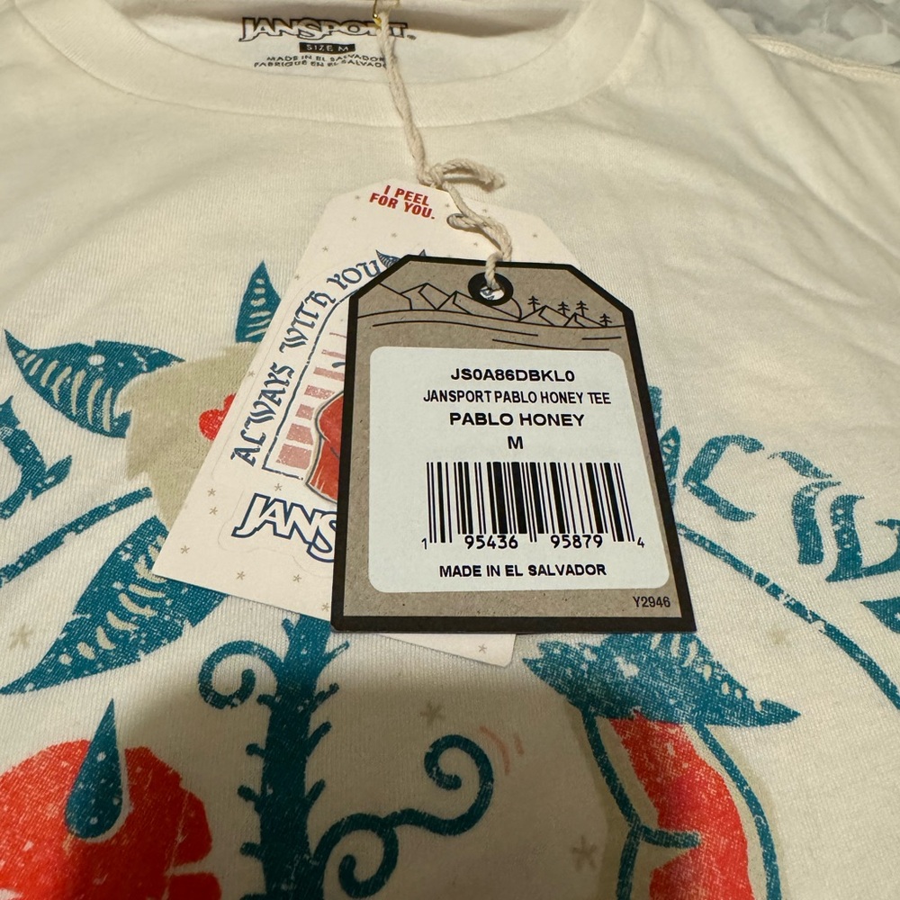 Jansport s/s "Pablo Honey" crewneck tee in cream. Size M. NWT - Picture 2 of 5